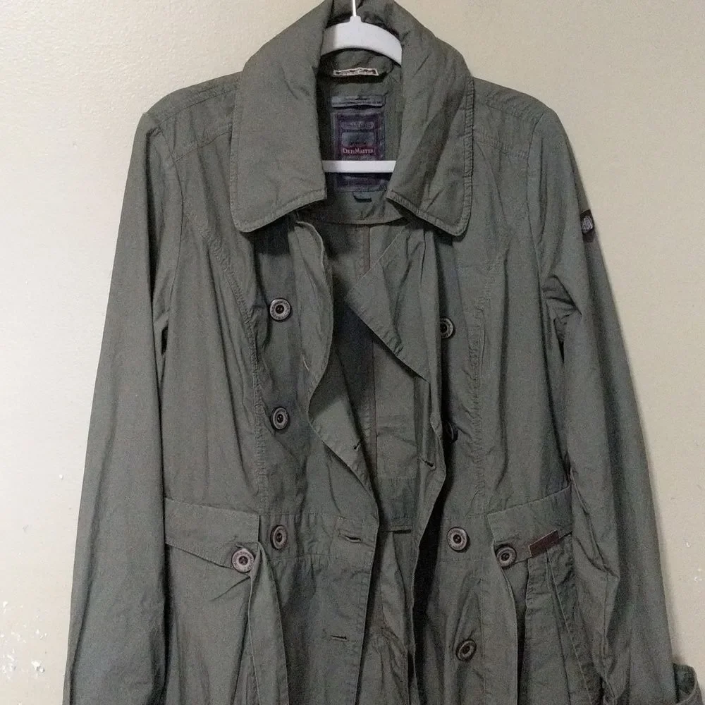 DreiMaster cotton double breasted military- esque utility trench coat Large